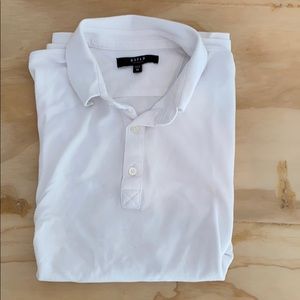 DSTLD Mens Polo Short Sleeve in White size Medium